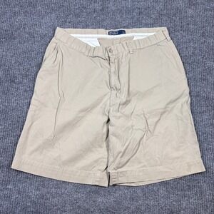 Polo Ralph Lauren Mens Chino Shorts Khaki Size 35 Flat Front Casual Peppy